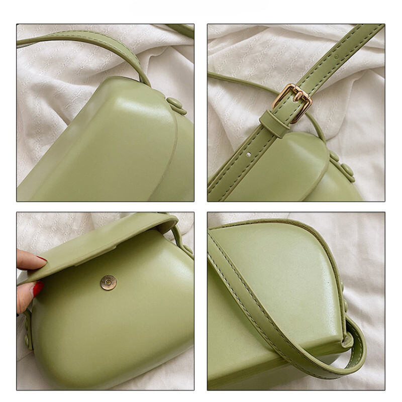 Geantă Messenger mică pentru femei, solidă, din piele PU, geantă de umăr strălucitoare, genți de șa la modă