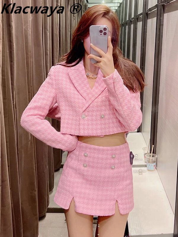 Klacwaya Komplet od tvida 2-dijelni šik sako Žensko odijelo Kompleti kratkih hlača Žensko odijelo s kratkim hlačama 2022. Ženska odijela
