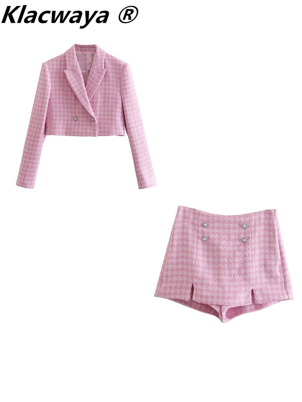 Klacwaya Komplet od tvida 2-dijelni šik sako Žensko odijelo Kompleti kratkih hlača Žensko odijelo s kratkim hlačama 2022. Ženska odijela