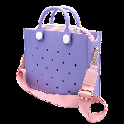 Šarena modna ženska torba na rame Ružičasta cijan gumena torba za žene Djevojka Ljetni stil na rame Torba za plažu prikladna torba Charms