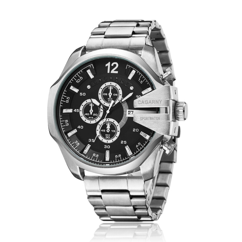 CAGARNY Γνήσια επωνυμία Large dial 6839 Fashion Casual ρολόγια για άντρες αδιάβροχο ανδρικό ρολόι χειρός από χαλαζία από ανοξείδωτο ατσάλι