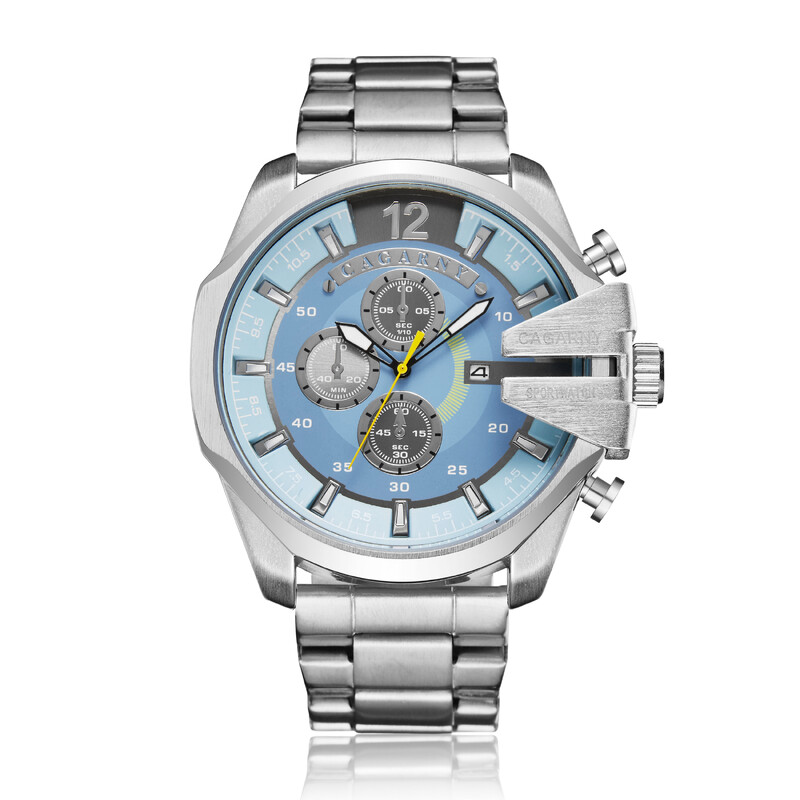 CAGARNY Γνήσια επωνυμία Large dial 6839 Fashion Casual ρολόγια για άντρες αδιάβροχο ανδρικό ρολόι χειρός από χαλαζία από ανοξείδωτο ατσάλι