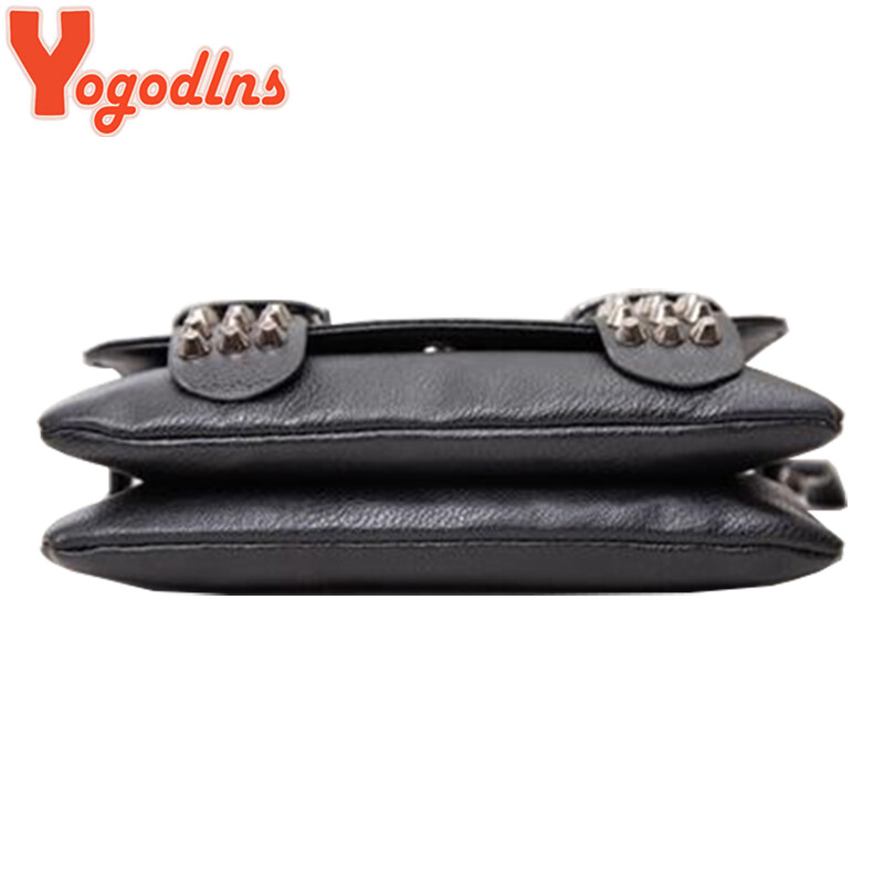 Yogodlns ženske crne kožne kurirske torbe Modne starinske kurirske torbe Cool Skull Zakovice Torbe na rame sac a main bolsa