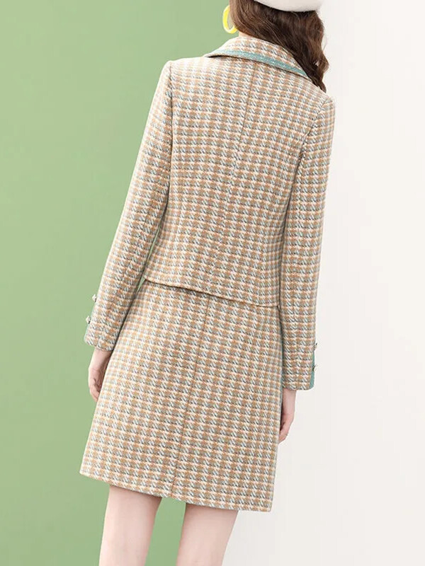 Y2k Korea plisseeritud naiste tviidseelik, 2-osaline, šikk üherealine Crop mantel, Conjuntos moodne A-voodriga lühike Falda komplekt