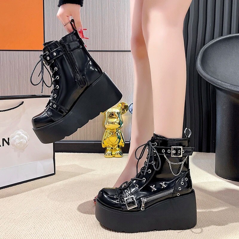 Nove vampirske vampirske čizme u gotičkom stilu, zimske čizme za 2024., udobne ženske motociklističke čizme, cipele