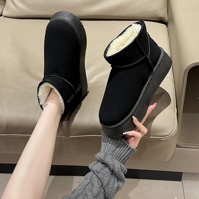 Čizme za snijeg Ženske kratke cipele od podebljanog pamuka Neklizajuće Zimske nove cipele Studentske ženske cipele 2023 Crne čizme