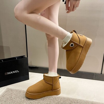 Čizme za snijeg Ženske kratke cipele od podebljanog pamuka Neklizajuće Zimske nove cipele Studentske ženske cipele 2023 Crne čizme