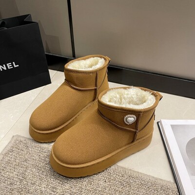 Čizme za snijeg Ženske kratke cipele od podebljanog pamuka Neklizajuće Zimske nove cipele Studentske ženske cipele 2023 Crne čizme