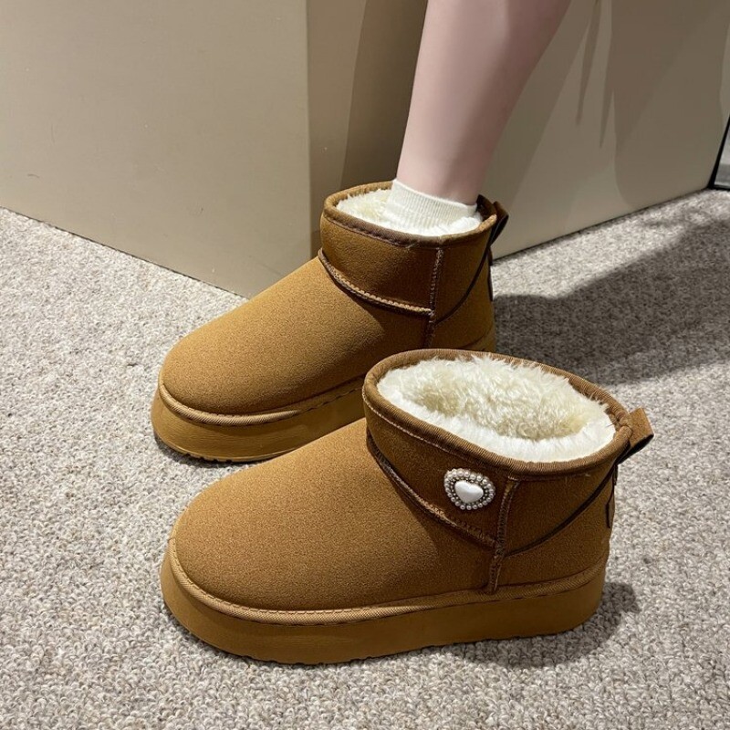 Čizme za snijeg Ženske kratke cipele od podebljanog pamuka Neklizajuće Zimske nove cipele Studentske ženske cipele 2023 Crne čizme