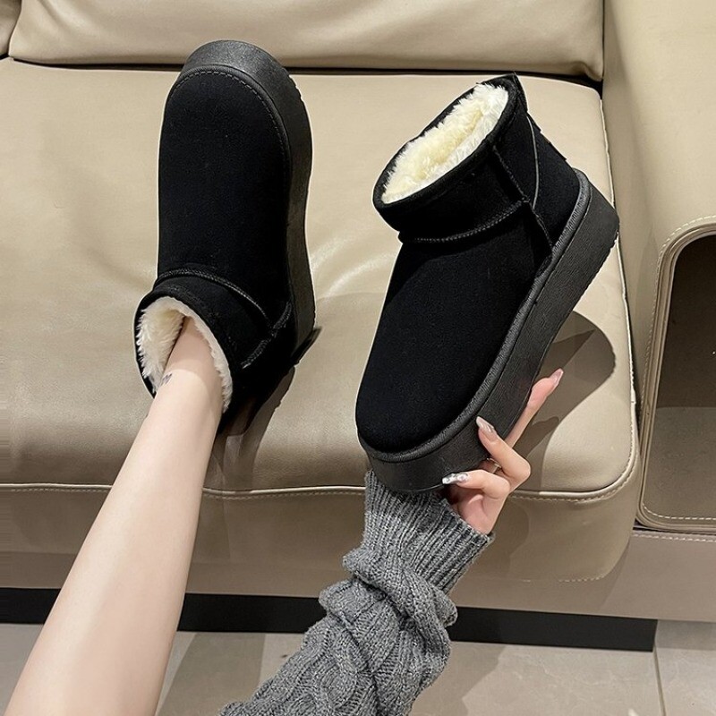 Čizme za snijeg Ženske kratke cipele od podebljanog pamuka Neklizajuće Zimske nove cipele Studentske ženske cipele 2023 Crne čizme