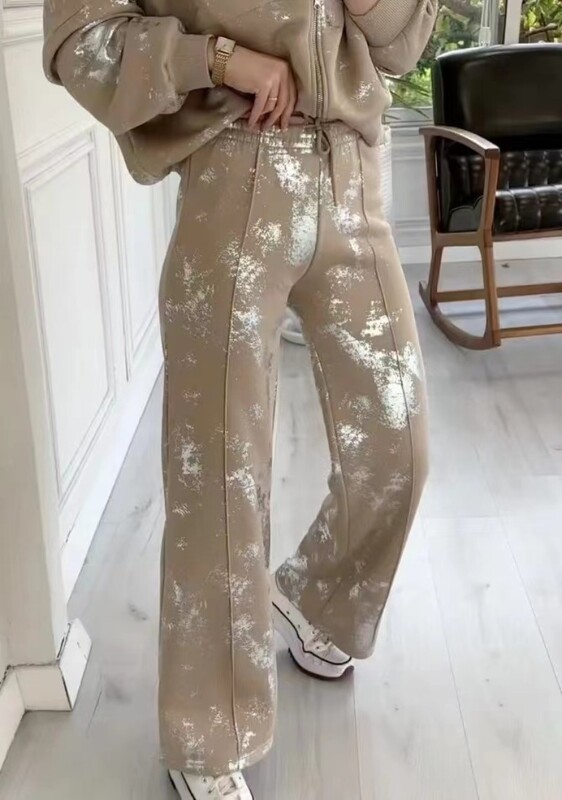 Jesen 2024. Hlače sa kaputom sa šljokicama Odijelo Žensko odijelo s patentnim zatvaračem Ležerni ženski kaputi dugih rukava Komplet od 2 komada Ženski kompleti hlača visokog struka