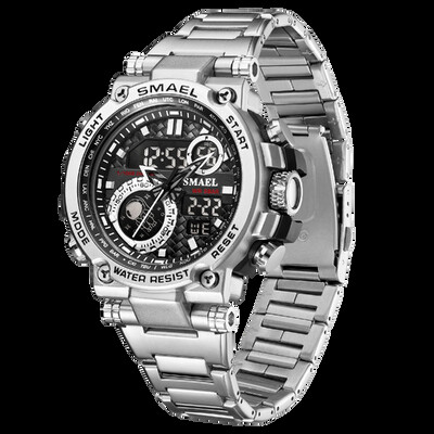 SMAEL Marka 304 remen od nehrđajućeg čelika 8095 Modni sportski kvarcni elektronički satovi Budilice Satovi s dva sata