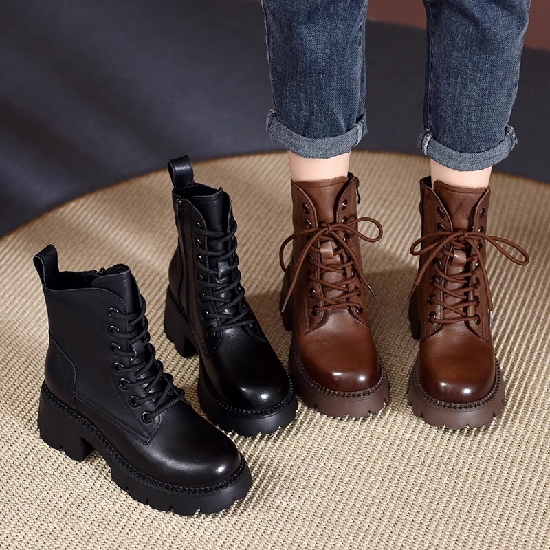 2024. Nove retro ženske zapadnjačke čizme u većoj veličini Punk čizme na vezanje i kopča Motorističke čizme s patentnim zatvaračem Ženske kratke čizme
