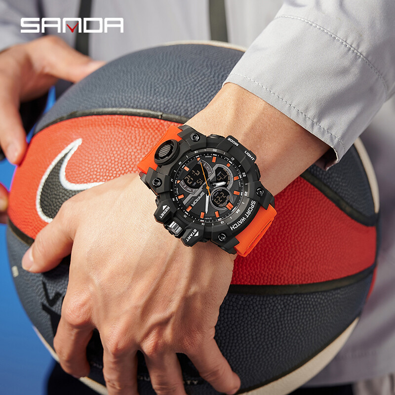 SANDA muški vojni sat digitalni 50m vodootporni ručni sat LED kvarcni sat sportski sat muški veliki satovi muški Relogios Masculino