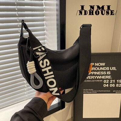 Najlonske skitnice torbe preko ramena, jednobojne, ležerne, ženske torbe s patentnim zatvaračem, modna velika torba za 2024., jednobojna velika torba na jedno rame