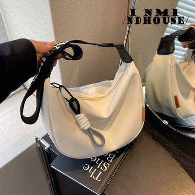 Najlonske skitnice torbe preko ramena, jednobojne, ležerne, ženske torbe s patentnim zatvaračem, modna velika torba za 2024., jednobojna velika torba na jedno rame