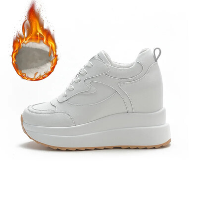 Ženske tenisice Prava koža Ženske cipele za slobodno vrijeme Debeli potplat Povećanje visine 10 cm Ženske tenisice Prozračne cipele Botas Mujer