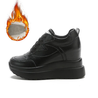 Ženske tenisice Prava koža Ženske cipele za slobodno vrijeme Debeli potplat Povećanje visine 10 cm Ženske tenisice Prozračne cipele Botas Mujer