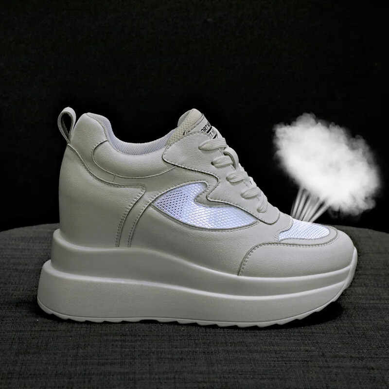 Ženske tenisice Prava koža Ženske cipele za slobodno vrijeme Debeli potplat Povećanje visine 10 cm Ženske tenisice Prozračne cipele Botas Mujer