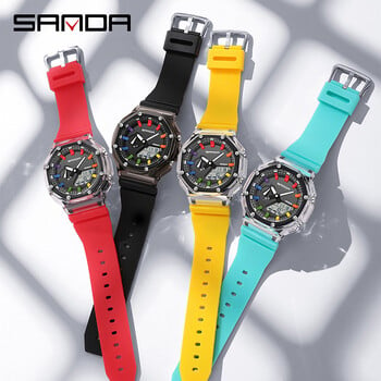 SANDA G Style Ανδρικό ρολόι Quartz Αντίστροφη μέτρηση Χρονόμετρο LED Ηλεκτρονικός Υπαίθριος Στρατιωτικός Συναγερμός Αδιάβροχο Ψηφιακό ρολόι χειρός