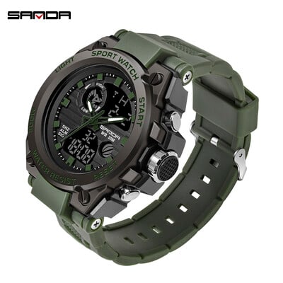 SANDA G Style Bărbați Ceas Digital LED Ceasuri Sport Militare Afișaj dublu Ceas de mână electronică rezistent la apă Relogio Masculino
