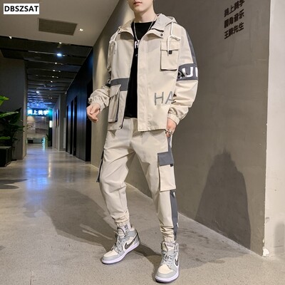 Trening pentru bărbați de primăvară vară Set casual Tricou cu glugă + pantaloni Seturi 2 piese Moda Hip Hop Alergare Costum sport Îmbrăcăminte bărbătească 4XL