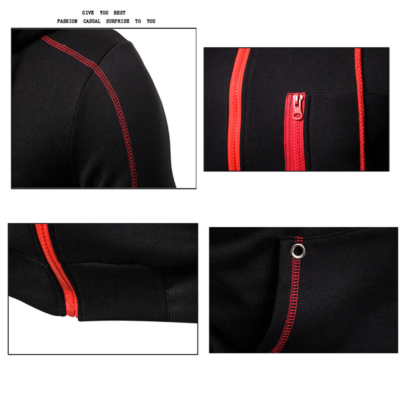 Férfi őszi téli tréningruha cipzáras kapucnis kapucnis pulóver és nadrág 2 részes alkalmi sportruházat kocogó futóruha fitness pulóver Cardigian