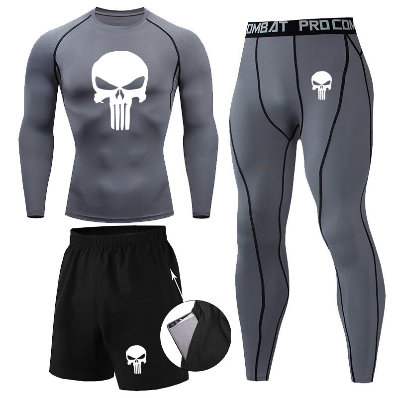 Meeste Compression Spordiriided Jõusaali sukkpüksid Treeningriided Treening Sörkimine Spordikomplekt Jooksu Rashguard Meeste dressid