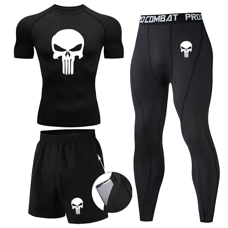 Meeste Compression Spordiriided Jõusaali sukkpüksid Treeningriided Treening Sörkimine Spordikomplekt Jooksu Rashguard Meeste dressid