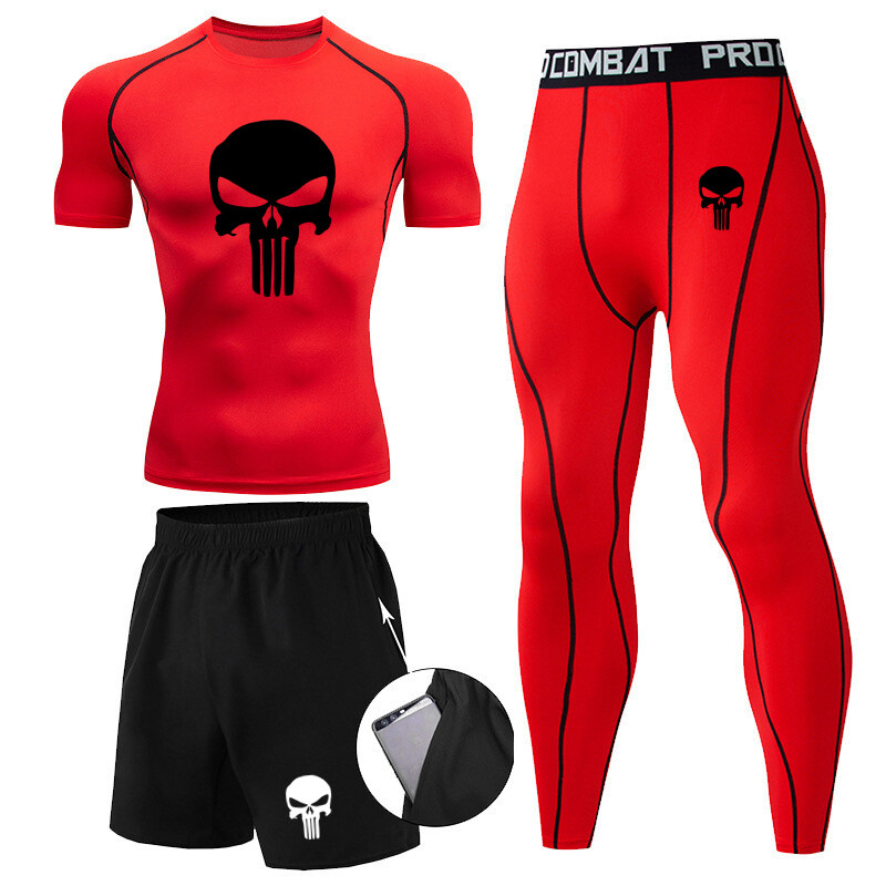 Meeste Compression Spordiriided Jõusaali sukkpüksid Treeningriided Treening Sörkimine Spordikomplekt Jooksu Rashguard Meeste dressid