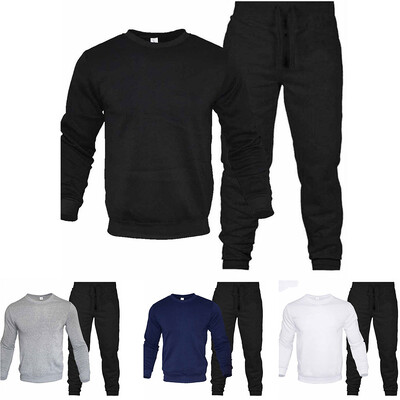 Set bărbați din două piese cu gâtul în formă de O Seturi de 2 piese Trening Hanorac cu glugă + pantaloni cu șnur Hanorace sport pentru bărbați Alergare îmbrăcăminte sport