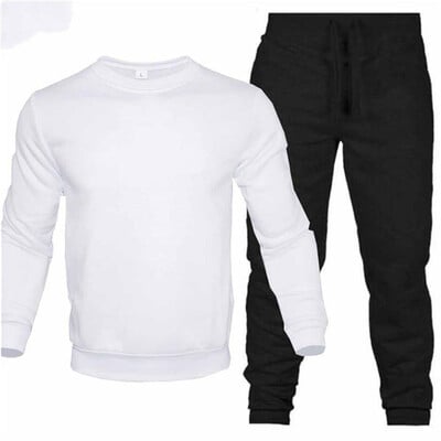 Set bărbați din două piese cu gâtul în formă de O Seturi de 2 piese Trening Hanorac cu glugă + pantaloni cu șnur Hanorace sport pentru bărbați Alergare îmbrăcăminte sport