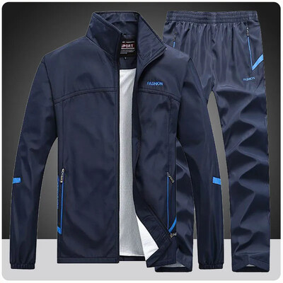 Trening pentru bărbați ocazional, primăvară, toamnă, îmbrăcăminte sport, set de două piese, jachete + pantaloni de sport Joggeri, pentru bărbați, cu fermoar, hanorac, ținută