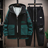 Trening pentru bărbați, primăvară, toamnă, ocazional, pantaloni de jogging, îmbrăcăminte sport cu glugă, jachete, pantaloni, seturi 2 piese, costum sport pentru alergare hip hop