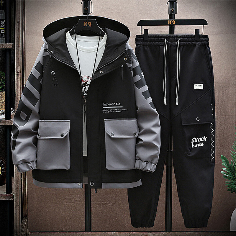 Trening pentru bărbați, primăvară, toamnă, ocazional, pantaloni de jogging, îmbrăcăminte sport cu glugă, jachete, pantaloni, seturi 2 piese, costum sport pentru alergare hip hop