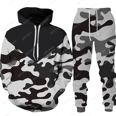 Pulover/pantaloni/costume cu imprimeu de camuflaj pentru bărbați Hanorac pentru bărbați Pantaloni Trening Sport în aer liber Camping Vânătoare Costum casual pentru bărbați