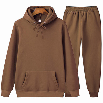 2023, toamnă și iarnă, marca bărbați, culoare solidă, seturi casual, 2 bucăți/set, pantaloni sport ocazional pentru fitness, hanorac, top cu pantaloni, set pentru bărbați