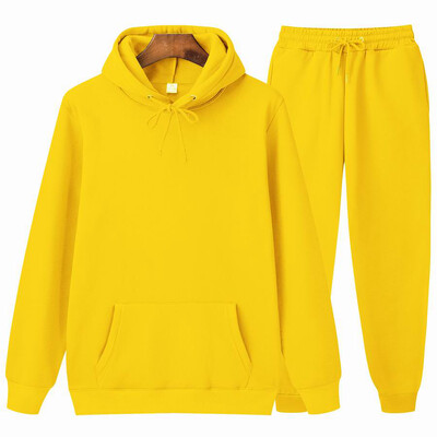 Jesen i zima marke 2023 Muški jednobojni ležerni kompleti 2 komada/komplet Fitness Ležerne sportske hlače Hoodie Top s hlačama Muški set