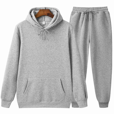 Jesen i zima marke 2023 Muški jednobojni ležerni kompleti 2 komada/komplet Fitness Ležerne sportske hlače Hoodie Top s hlačama Muški set