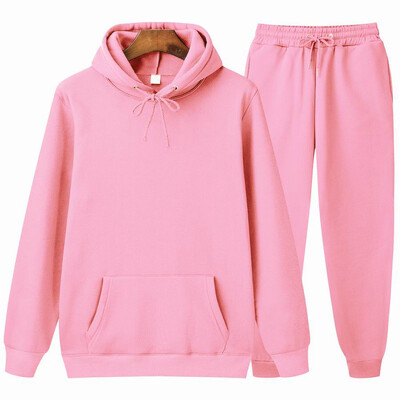 Jesen i zima marke 2023 Muški jednobojni ležerni kompleti 2 komada/komplet Fitness Ležerne sportske hlače Hoodie Top s hlačama Muški set