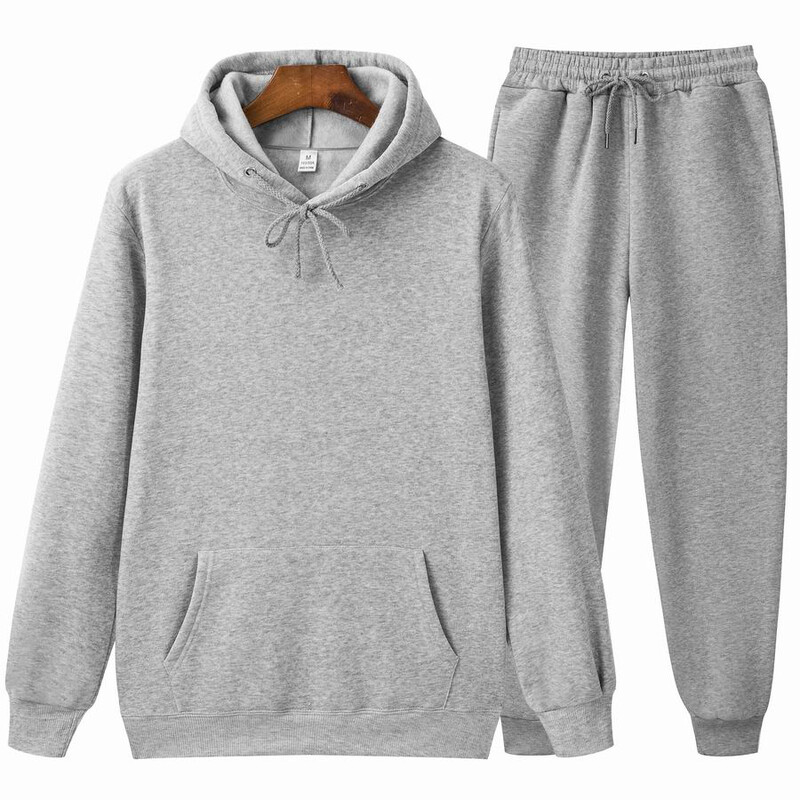 Jesen i zima marke 2023 Muški jednobojni ležerni kompleti 2 komada/komplet Fitness Ležerne sportske hlače Hoodie Top s hlačama Muški set