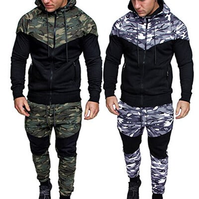 Îmbrăcăminte pentru bărbați sport Toamnă iarnă Camuflaj Hanorac Top Pantaloni Seturi Costum sport Trening Haine de înaltă calitate