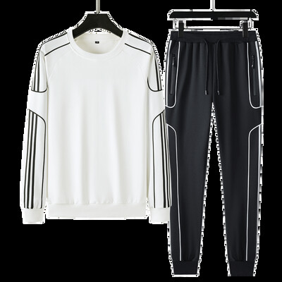 Комплект анцузи за тийнейджъри Плюс размер 9XL Суичър от 2 части Мъжки горнища Спортен костюм за джогинг Панталони Спортни 8XL 7XL Бели есенни дрехи