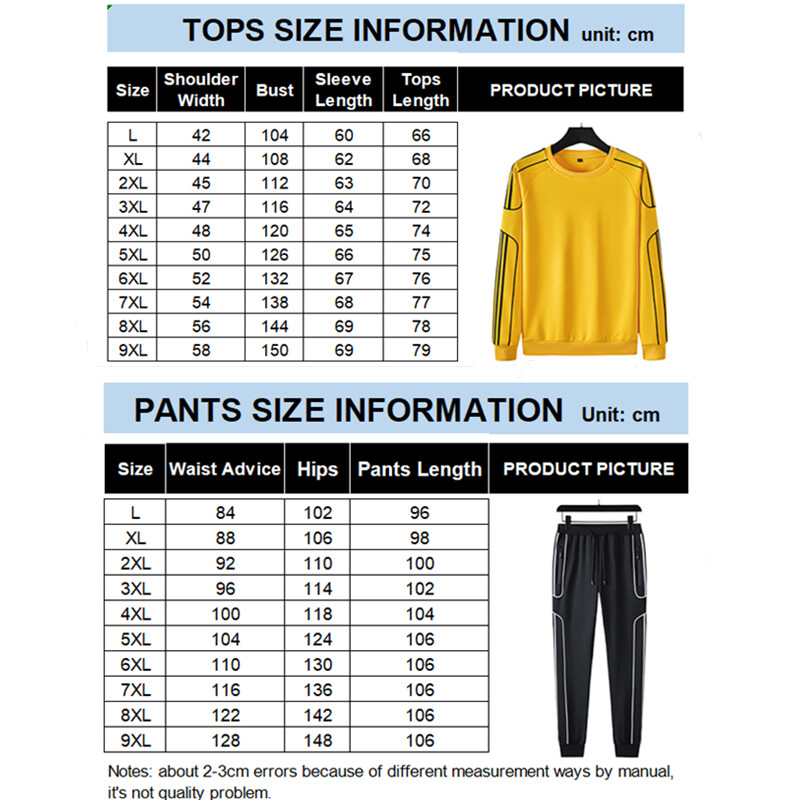 Комплект анцузи за тийнейджъри Плюс размер 9XL Суичър от 2 части Мъжки горнища Спортен костюм за джогинг Панталони Спортни 8XL 7XL Бели есенни дрехи