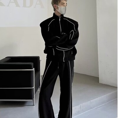 HMZ Novi trend Muški sportski kompleti Ležerna trenirka Jednobojna dukserica Modno muško odijelo za slobodno vrijeme Hip Hop Prevelika ležerna odijela