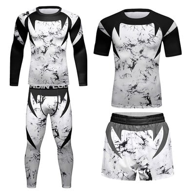 Kompleti štitnika za osip od 4 komada ZA muškarce Visokoelastična kompresija Jiu Jitsu MMA Muscular Cool trenirka Muški Rashguard za fitness u teretani