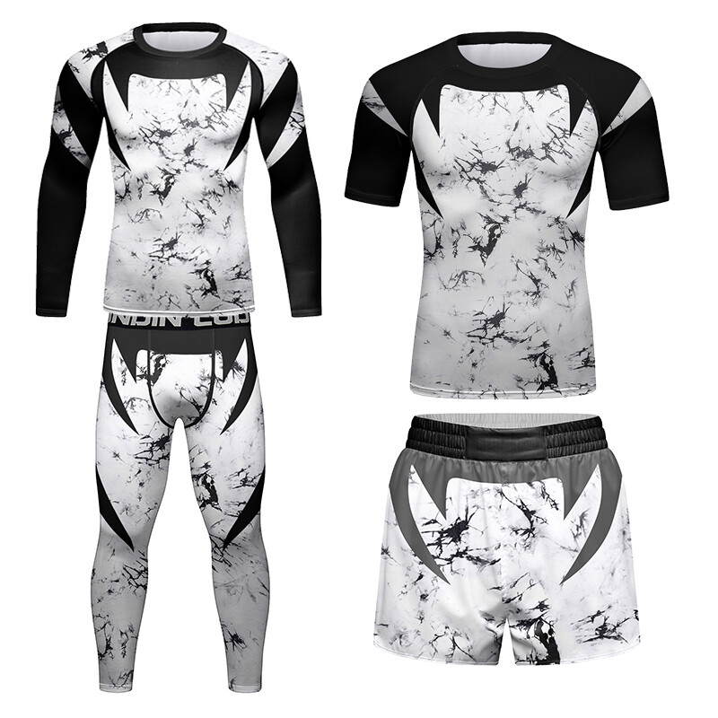 Kompleti štitnika za osip od 4 komada ZA muškarce Visokoelastična kompresija Jiu Jitsu MMA Muscular Cool trenirka Muški Rashguard za fitness u teretani