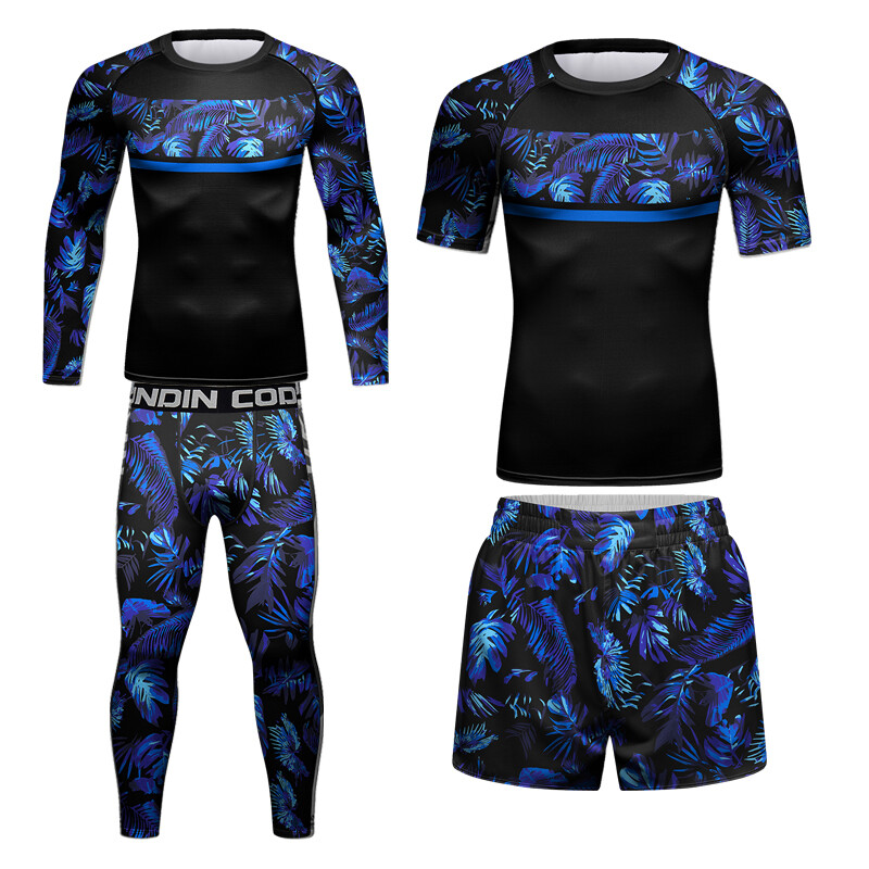 Kompleti štitnika za osip od 4 komada ZA muškarce Visokoelastična kompresija Jiu Jitsu MMA Muscular Cool trenirka Muški Rashguard za fitness u teretani