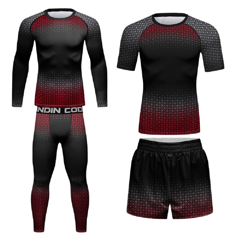 Kompleti štitnika za osip od 4 komada ZA muškarce Visokoelastična kompresija Jiu Jitsu MMA Muscular Cool trenirka Muški Rashguard za fitness u teretani