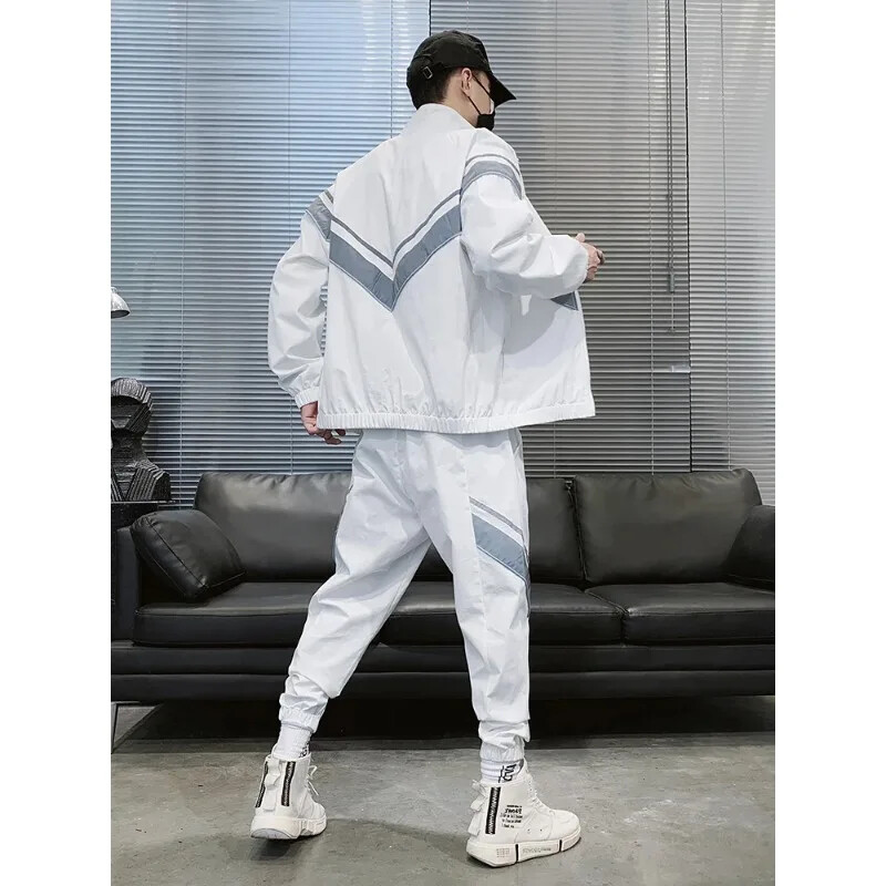 Nova proljetna modna reflektirajuća trenirka za 2024., muška sportska odjeća, ležerna trenirka, dvodijelni kompleti za trčanje sako + hlače